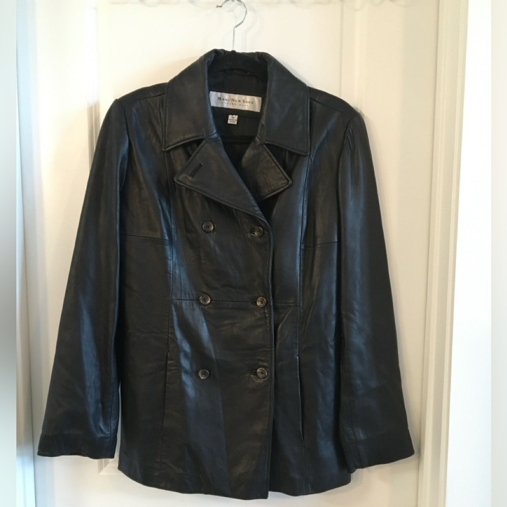 Marc NY Black Double-Breasted Leather Jacket